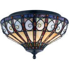 Geary 2 Light 14" Wide Flush Mount Ceiling Fixture with Tiffany Glass