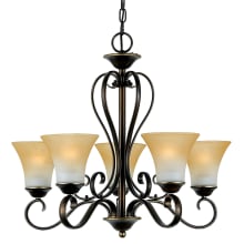 Morris 5 Light 25" Wide Uplight Chandelier with Grey Marble Glass