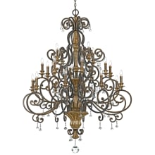 Catron 20 Light 3 Tier 50" Wide Candle Style Chandelier with Crystal Accents