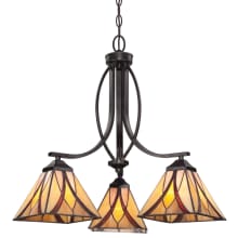 Terrell 3 Light 23" Wide Chandelier with Tiffany Glass