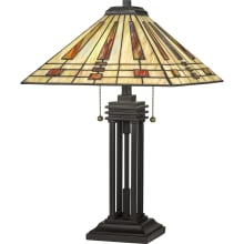Bowie 2 Light 24" Tall Tiffany Table Lamp