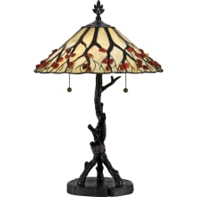 2 Light 25" Tall Table Lamp with Tiffany and Craven Stone Shade