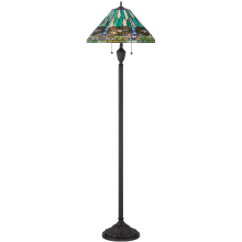 Tiffany 2 Light 62" Tall Floor Lamp with Tiffany Glass Shade
