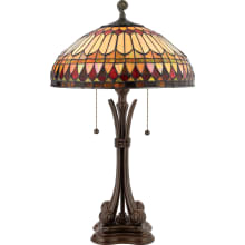Tiffany 2 Light 27" Tall Table Lamp with Tiffany Glass Shade