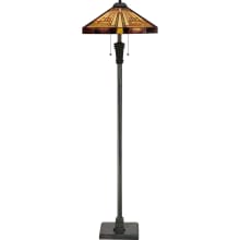 Warrick 2 Light 60" Tall Floor Lamp with Tiffany Glass Shade
