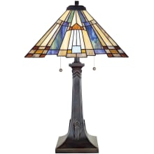 Titus 2 Light 25" Tall Table Lamp with Tiffany Glass Shade