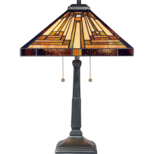 Warrick 2 Light 23" Tall Tiffany Table Lamp with Pull Chain