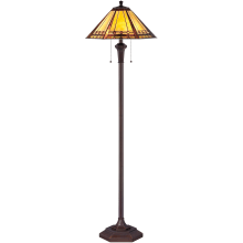 Doniphan 2 Light 60" Tall Floor Lamp with Tiffany Glass Shade