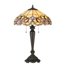 Duval 2 Light 27" Tall Buffet Style Table Lamp with Tiffany Glass Shade