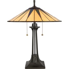 Creek 2 Light 25" Tall Table Lamp with Tiffany Glass Shade