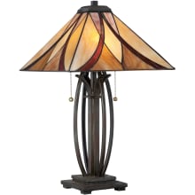 Terrell 2 Light 25" Tall Table Lamp with Tiffany Glass Shade