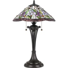 Tiffany 2 Light 24-1/2" Tall Tiffany Table Lamp with Tiffany Glass Shade