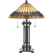 Bedford 2 Light 23" Tall Table Lamp with Tiffany Glass Shade