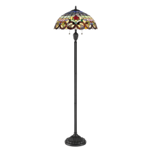 Tiffany 2 Light 62" High Torchiere Floor Lamp with Tiffany Glass Shade