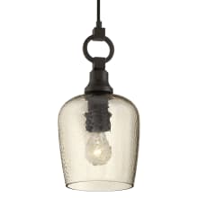 Potter Single Light 7" Wide Mini Pendant with Smoked Hammered Glass Shade