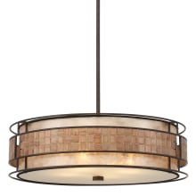 Jennings 4 Light Drum Pendant with Oyster Mica And Mosaic Tile Shade