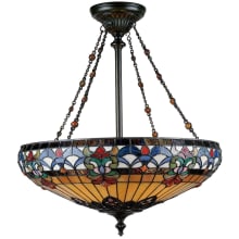 McCurtain 4 Light 22-3/4" Diameter Bowl Pendant with Tiffany Stained Glass