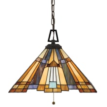 Titus 3 Light Pendant with Tiffany Stained Glass