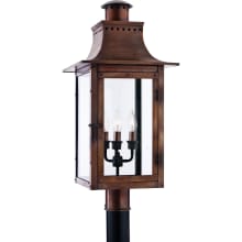 Iron 3 Light 26" Tall Post Lantern with Clear Glass