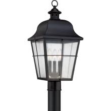 Lea 3 Light 21-1/2" Tall Outdoor Single Head Post Light with Seeded Glass Panels