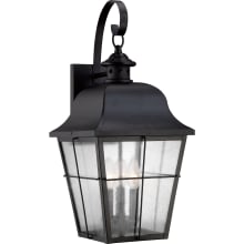 Lea 3 Light 22" Tall Outdoor Wall Sconce with Seeded Glass Panels
