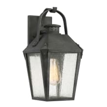 Cheatham Single Light 15" Tall Outdoor Lantern Style Wall Sconce with Seedy Glass Shade
