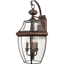 Gaines 3 Light 23" Tall Outdoor Wall Sconce with Clear Glass