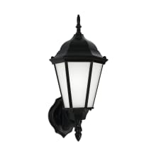Hancock Single Light 17" Tall LED Outdoor Wall Sconce with Satin Etched Shade