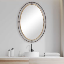 Urban Modern 35" x 24" Oval Open Frame Vanity Bathroom Wall Mirror with Split Finish
