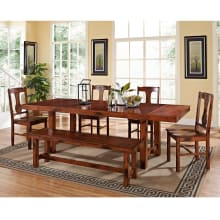 Dripping Springs (6) Piece Rustic Traditional Dining Set with Table, (4) Dining Chairs and (1) Dining Bench