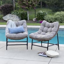 Padang Set of (2) 33" Wide Scoop Cushion Outdoor Patio Chairs