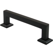Modern 4" Center to Center Square Handle Cabinet Pull with Backplates