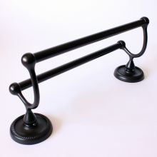 Riverside 24" Traditional Double Bar Towel Bar with Round Rope Edge Backplates