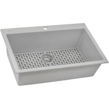 epiGranite 33" Drop-In Single Basin Granite Composite Kitchen Sink with Basket Strainer