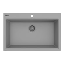 epiGranite 33" Drop In Single Basin Granite Composite Kitchen Sink with Basket Strainer