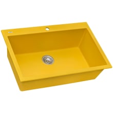 epiGranite 33" Drop-In Single Basin Granite Composite Kitchen Sink with Basket Strainer
