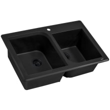 epiGranite 33" Undermount Double Basin Granite Composite Kitchen Sink with Sound Dampening