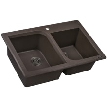 epiGranite 33" Undermount Double Basin Granite Composite Kitchen Sink with Sound Dampening