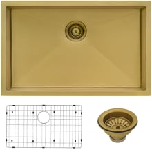 Terraza 30" Undermount Single Basin Stainless Steel Kitchen Sink with Basin Rack and Basket Strainer
