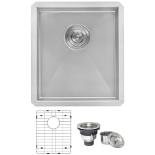 Nesta 16" Undermount Single Basin 16 Gauge Stainless Steel Kitchen Sink with Basin Rack and Basket Strainer