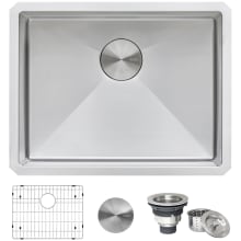 Gravena 23" Undermount Single Basin 16 Gauge Stainless Steel Kitchen Sink with Basin Rack and Basket Strainer