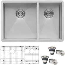 Nesta 29" Undermount Double Basin 16 Gauge Stainless Steel Kitchen Sink with 2 Basin Racks and 2 Basket Strainers
