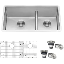 Gravena 28" Undermount Double Basin 16 Gauge Stainless Steel Kitchen Sink with 2 Basin Racks and 2 Basket Strainers