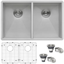 Nesta 30" Undermount Double Basin 16 Gauge Stainless Steel Kitchen Sink with 2 Basin Racks and 2 Basket Strainers