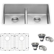 Gravena 30" Undermount Double Basin 16 Gauge Stainless Steel Kitchen Sink with 2 Basin Racks and 2 Basket Strainers