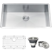Nesta 32" Undermount Single Basin 16 Gauge Stainless Steel Kitchen Sink with Basin Rack and Basket Strainer