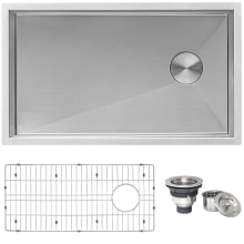 Tribeca 27" Undermount Single Basin Stainless Steel Kitchen Sink with Basin Rack and Basket Strainer