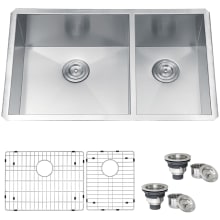 Nesta 32" Undermount Double Basin 16 Gauge Stainless Steel Kitchen Sink with 2 Basin Racks and 2 Basket Strainers