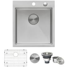 Tirana Pro 18" Drop In Single Basin Stainless Steel Kitchen Sink with Basin Rack and Basket Strainer