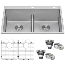 Tirana 33" Drop In Double Basin Stainless Steel Kitchen Sink